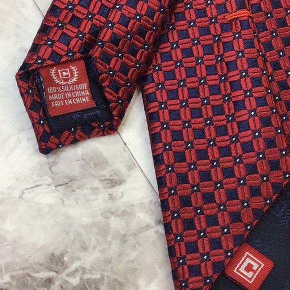 CHAPS Repp Silk Neck Tie burgundy and Navy Blue - Picture 4 of 6